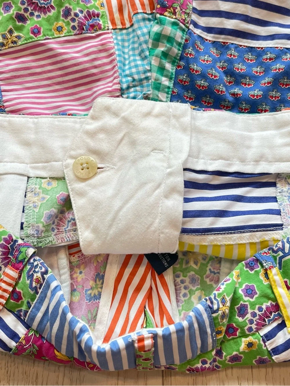 Polo Ralph Lauren Vintage Y2K patchwork colorblock colorful Cotton Shorts 35